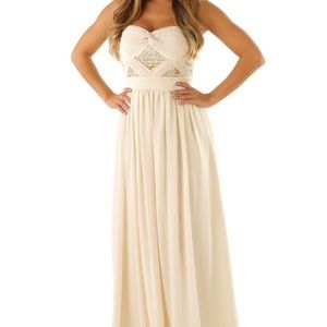 Shophopes cream/light beige gold sequin dress